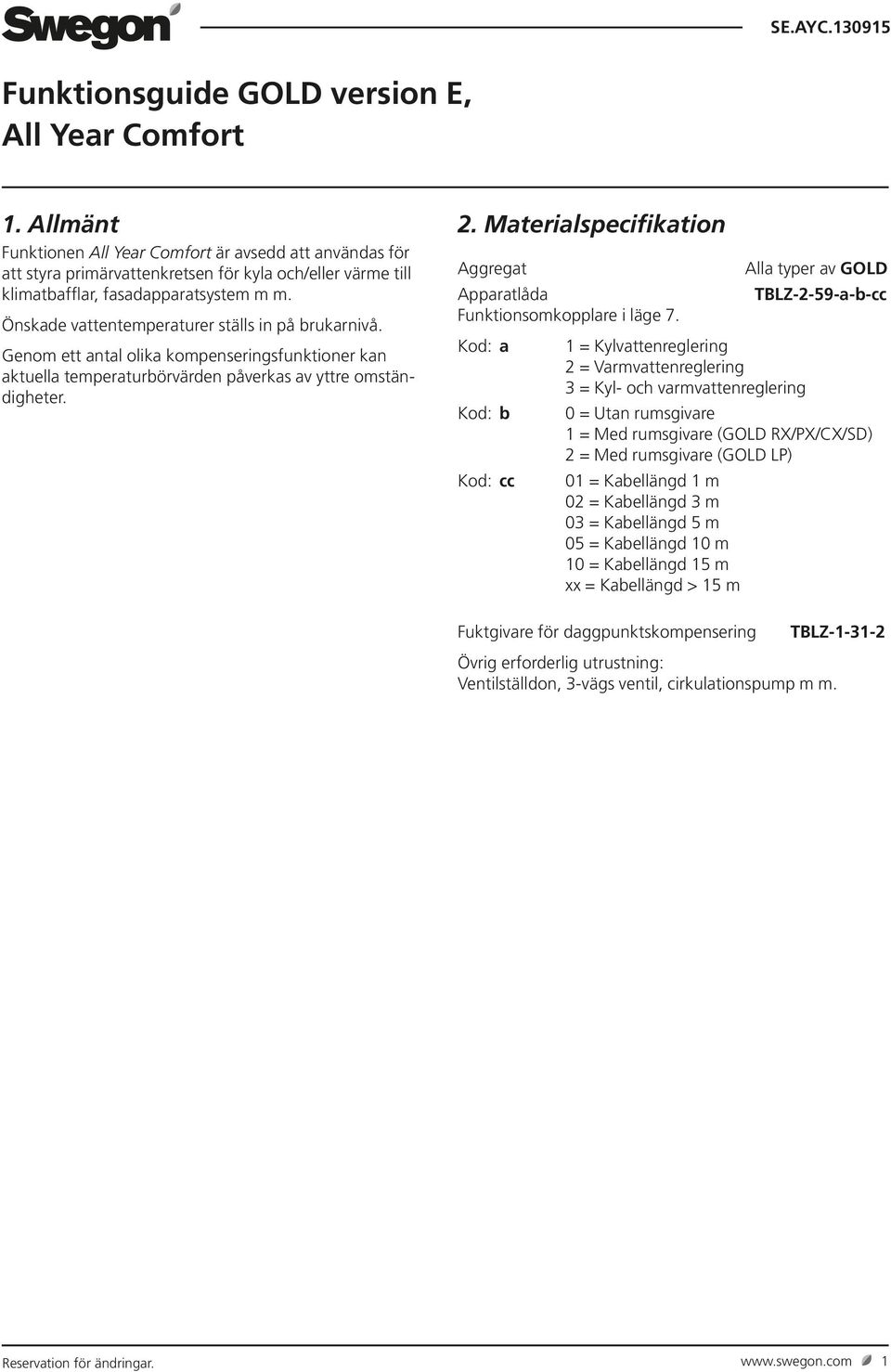 Önskade vattentemperaturer ställs in på brukarnivå. Genom ett antal olika kompenseringsfunktioner kan aktuella temperaturbörvärden påverkas av yttre omständigheter. 2.