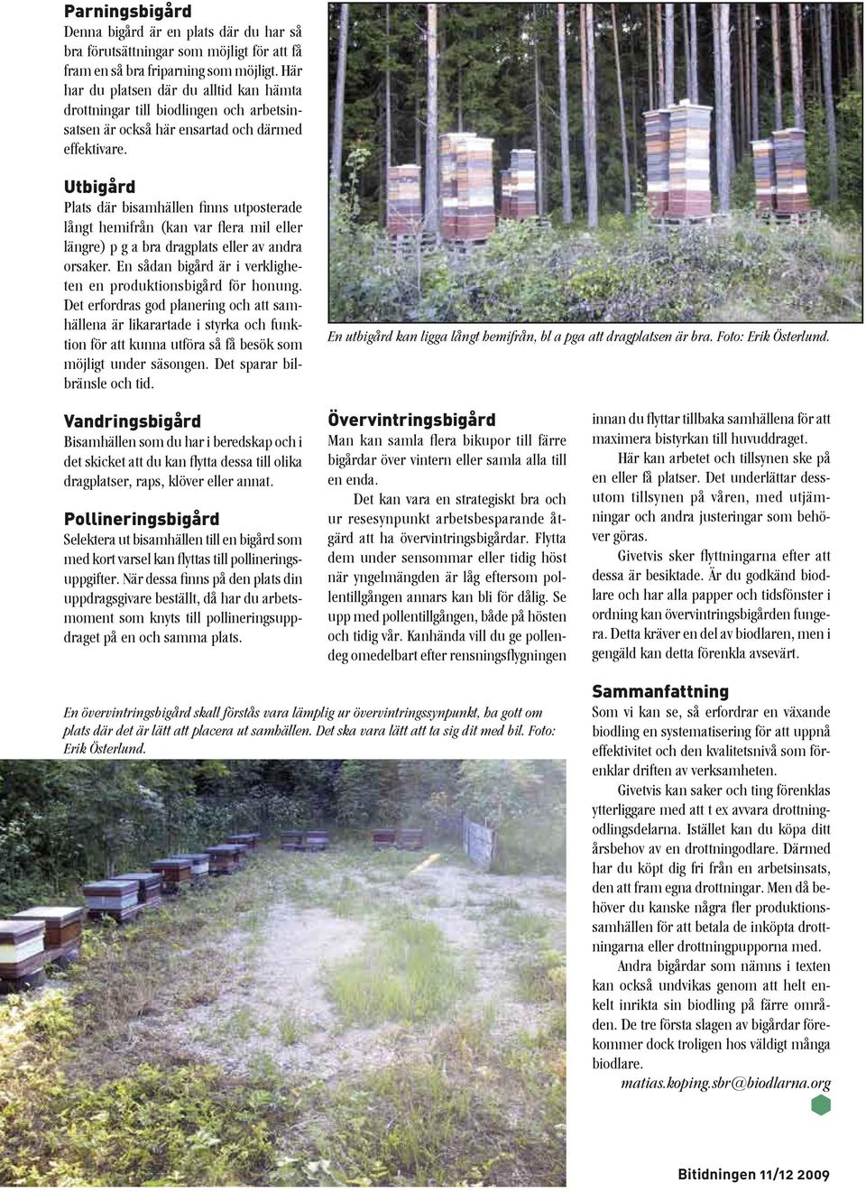 Utbigård Plats där bisamhällen finns utposterade långt hemifrån (kan var flera mil eller längre) p g a bra dragplats eller av andra orsaker.