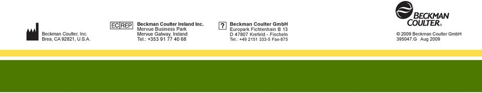 : +353 91 77 40 68 Beckman Coulter GmbH Europark Fichtenhain B 13 D