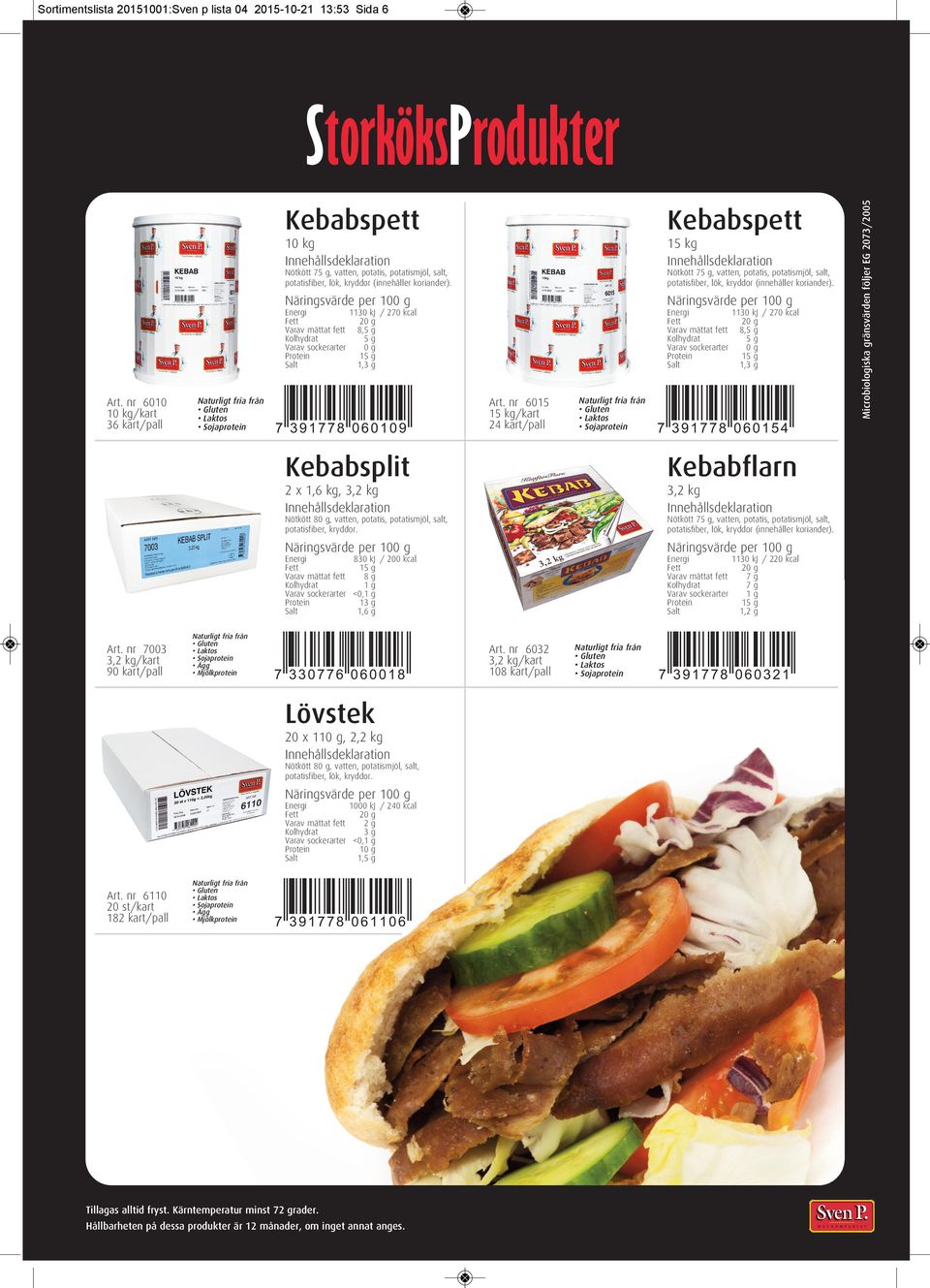 Nötkött 75 g, vatten, potatis, potatismjöl, salt, potatisfiber, lök, kryddor (innehåller koriander).