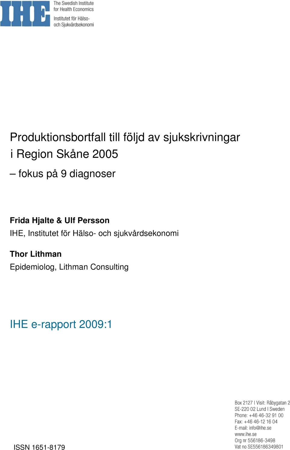 Ulf Persson IHE, Institutet för Hälso- och
