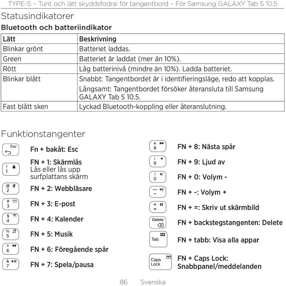 Fast blått sken Lyckad Bluetooth-koppling eller återanslutning.