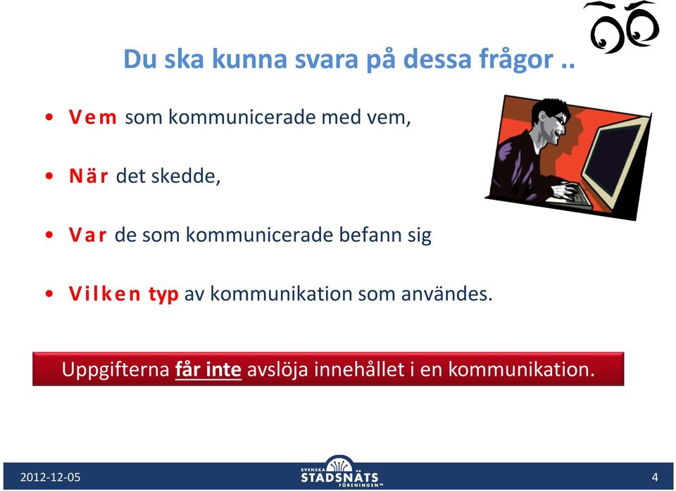 som kommunicerade befann sig V i l k e n typ av kommunikation