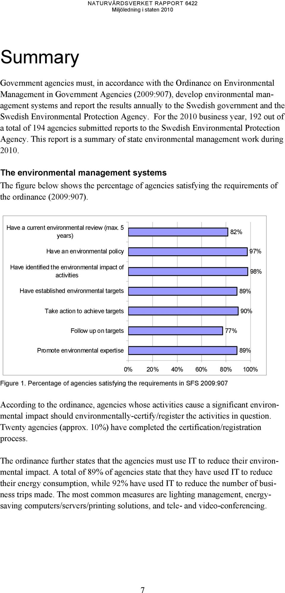 For the 2010 business year, 192 out of a total of 194 agencies submitted reports to the Swedish Environmental Protection Agency.