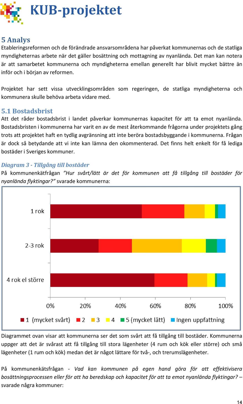 Projektet har sett vissa utvecklingsområden som regeringen, de statliga myndigheterna och kommunera skulle behöva arbeta vidare med. 5.