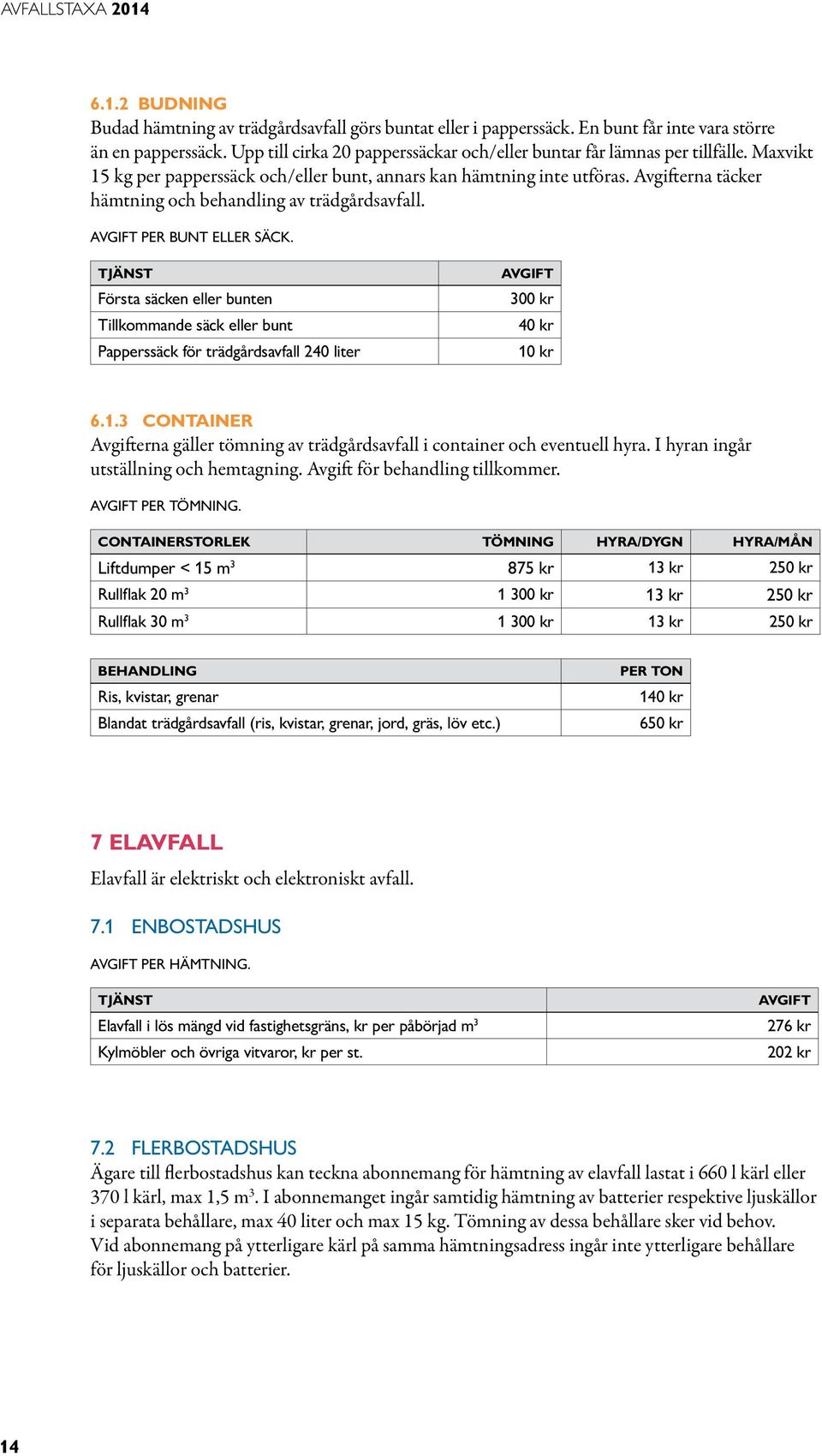 erna täcker hämtning och behandling av trädgårdsavfall. per bunt eller säck.