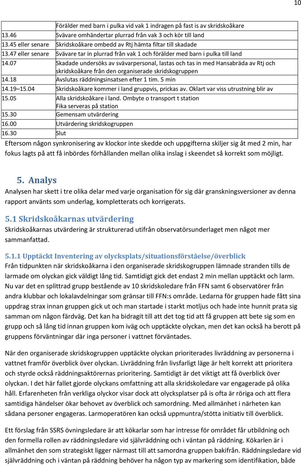 07 Skadade undersöks av svävarpersonal, lastas och tas in med Hansabräda av Rtj och skridskoåkare från den organiserade skridskogruppen 14.18 Avslutas räddningsinsatsen efter 1 tim. 5 min 14.19 15.