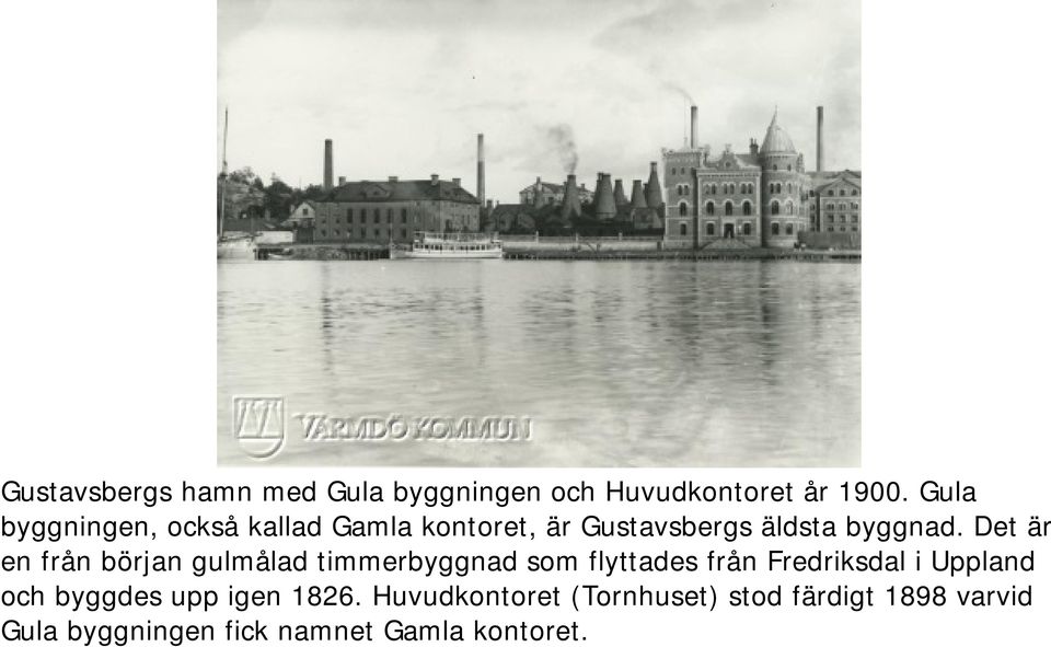 Det är en från början gulmålad timmerbyggnad som flyttades från Fredriksdal i Uppland