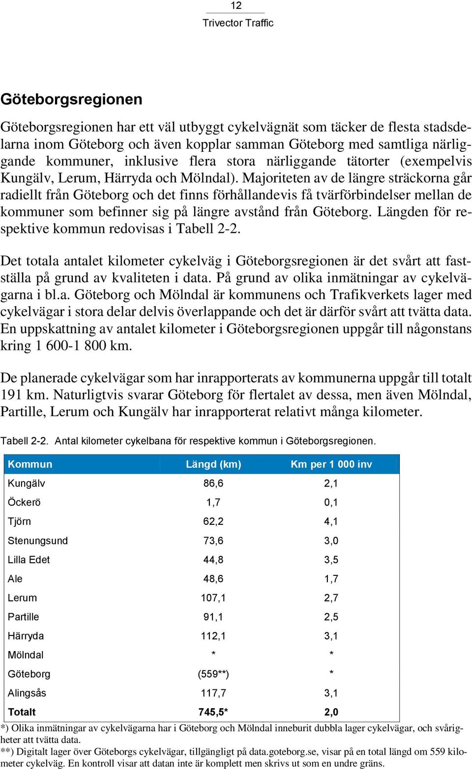 Majoriteten av de längre sträckorna går radiellt från Göteborg och det finns förhållandevis få tvärförbindelser mellan de kommuner som befinner sig på längre avstånd från Göteborg.