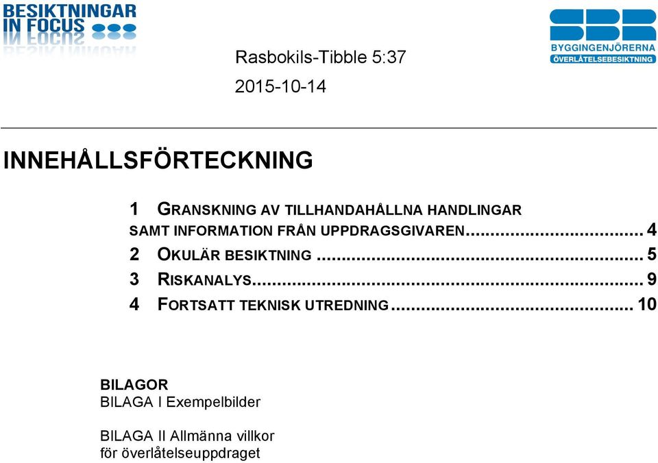 .. 5 3 RISKANALYS... 9 4 FORTSATT TEKNISK UTREDNING.