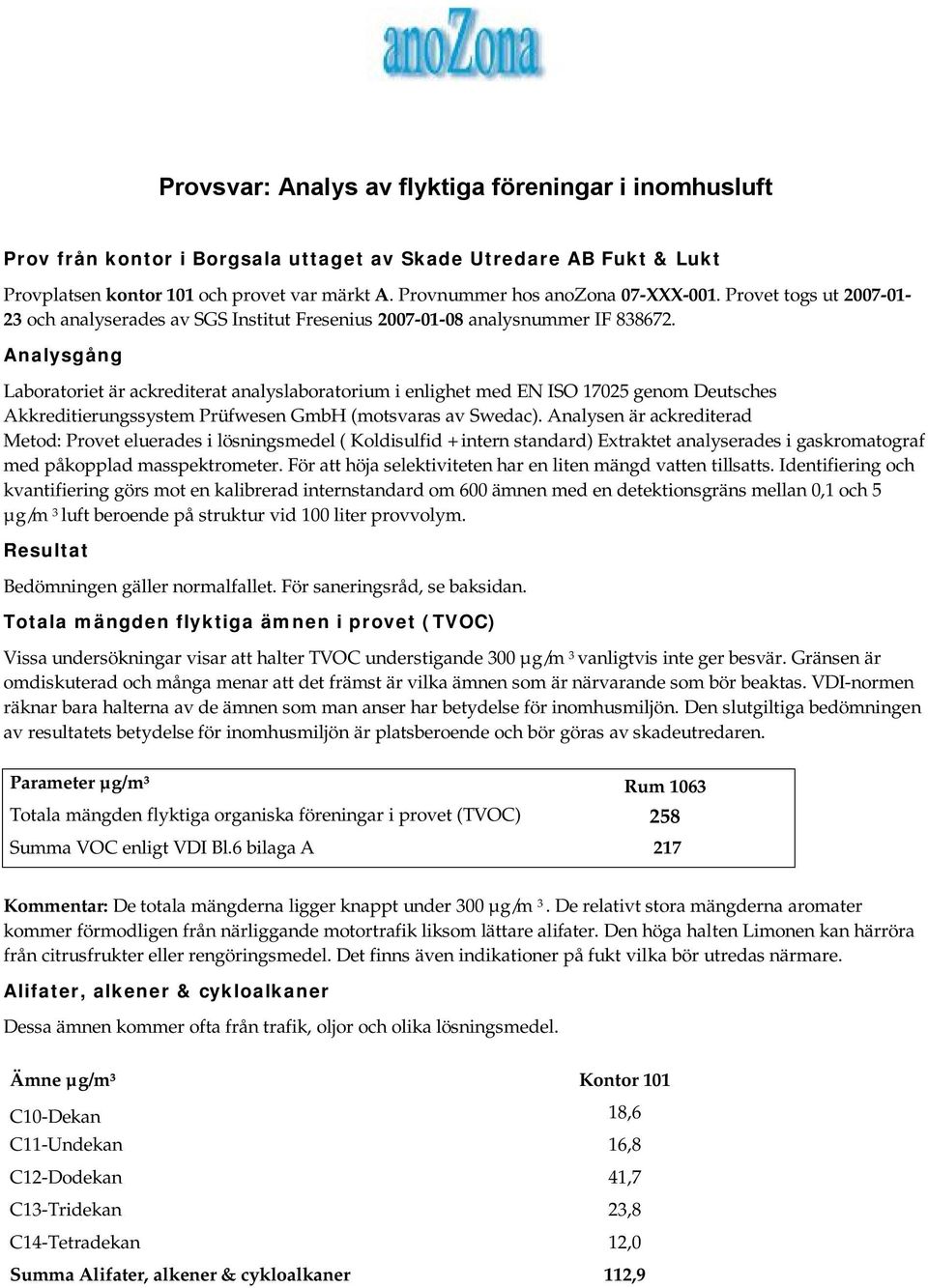 Analysgång Laboratoriet är ackrediterat analyslaboratorium i enlighet med EN ISO 17025 genom Deutsches Akkreditierungssystem Prüfwesen GmbH (motsvaras av Swedac).