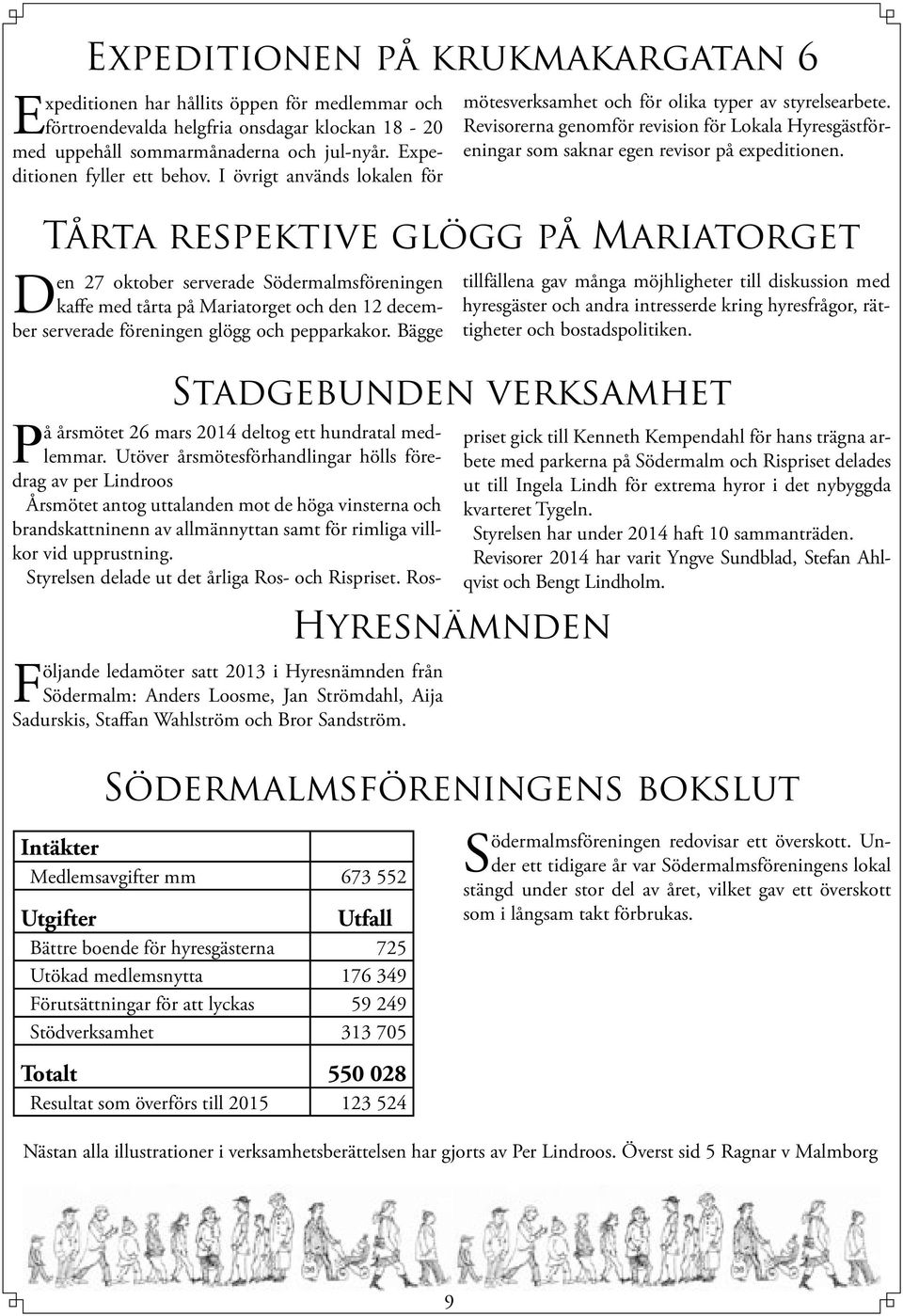 I övrigt används lokalen för Följande ledamöter satt 2013 i Hyresnämnden från Södermalm: Anders Loosme, Jan Strömdahl, Aija Sadurskis, Staffan Wahlström och Bror Sandström.