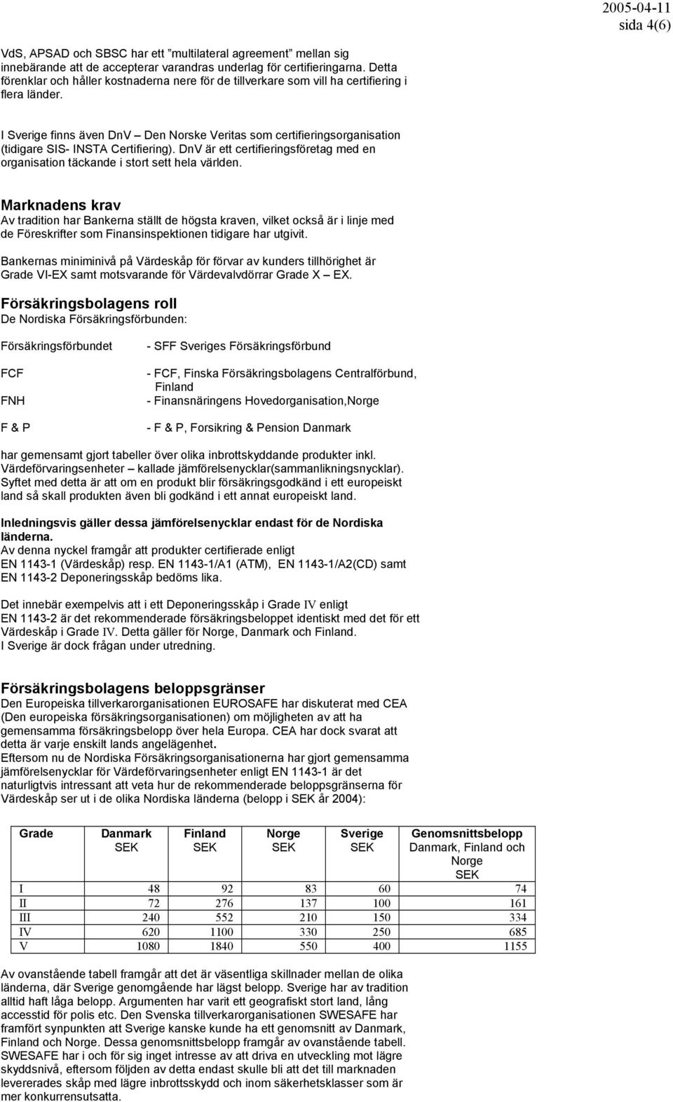 I Sverige finns även DnV Den Norske Veritas som certifieringsorganisation (tidigare SIS- INSTA Certifiering). DnV är ett certifieringsföretag med en organisation täckande i stort sett hela världen.