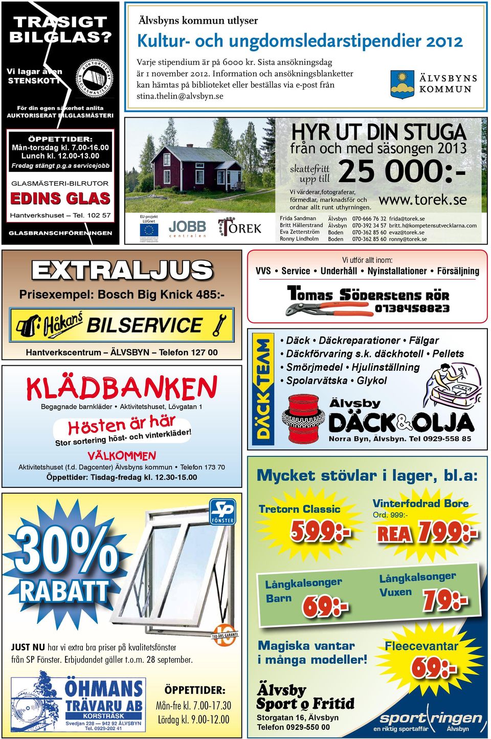 Information och ansökningsblanketter kan hämtas på biblioteket eller beställas via e-post från stina.thelin@alvsbyn.