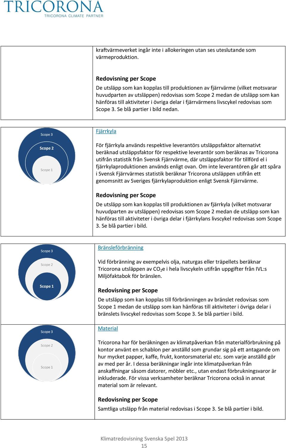 övriga delar i fjärrvärmens livscykel redovisas som Scope 3. Se blå partier i bild nedan.