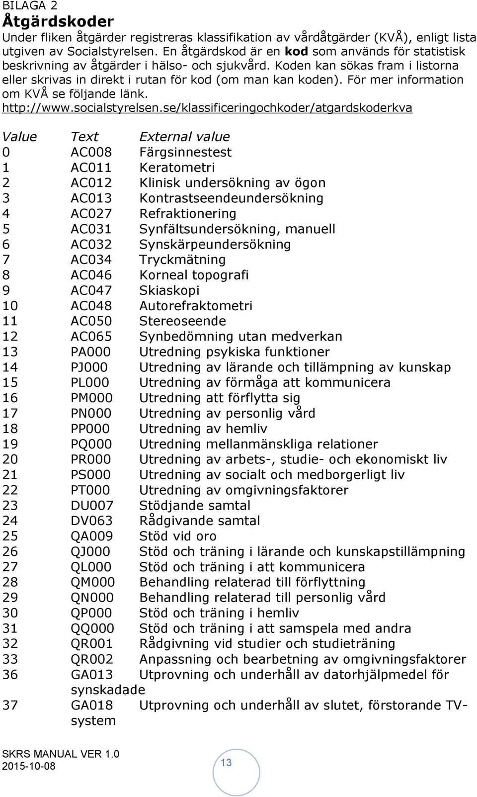 För mer information om KVÅ se följande länk. http://www.socialstyrelsen.