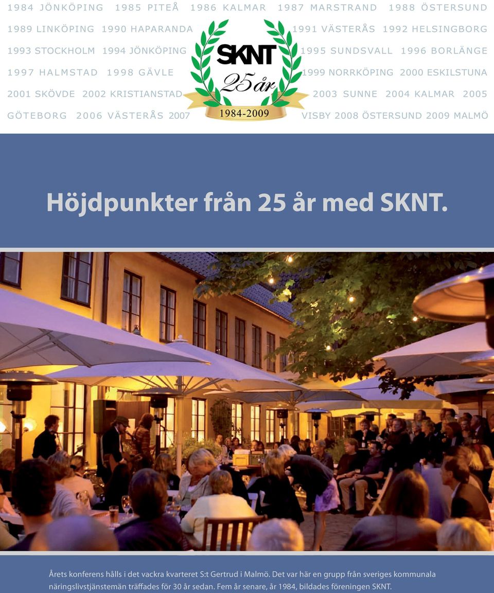 2005 GÖTEBORG 2006 VÄSTERÅS 2007 VISBY 2008 ÖSTERSUND 2009 MALMÖ Höjdpunkter från 25 år med SKNT.