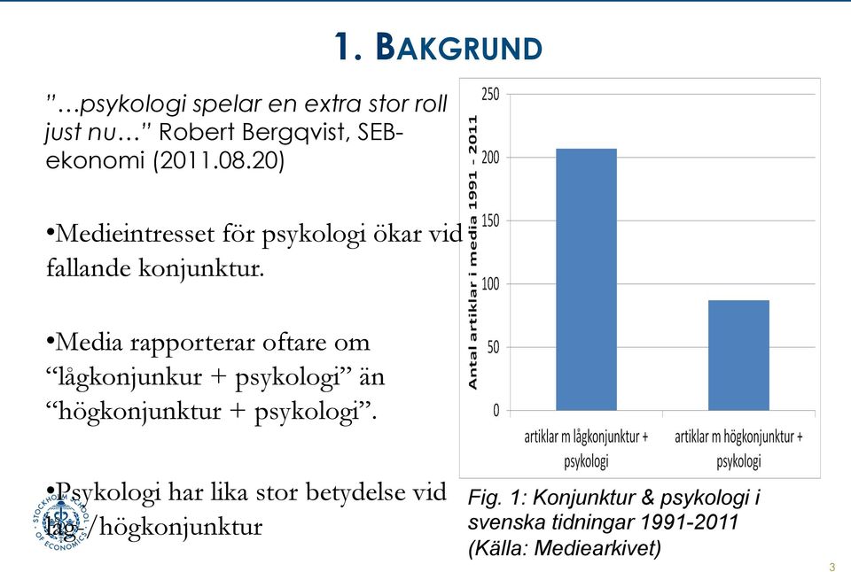 Media rapporterar oftare om lågkonjunkur + psykologi än högkonjunktur + psykologi.
