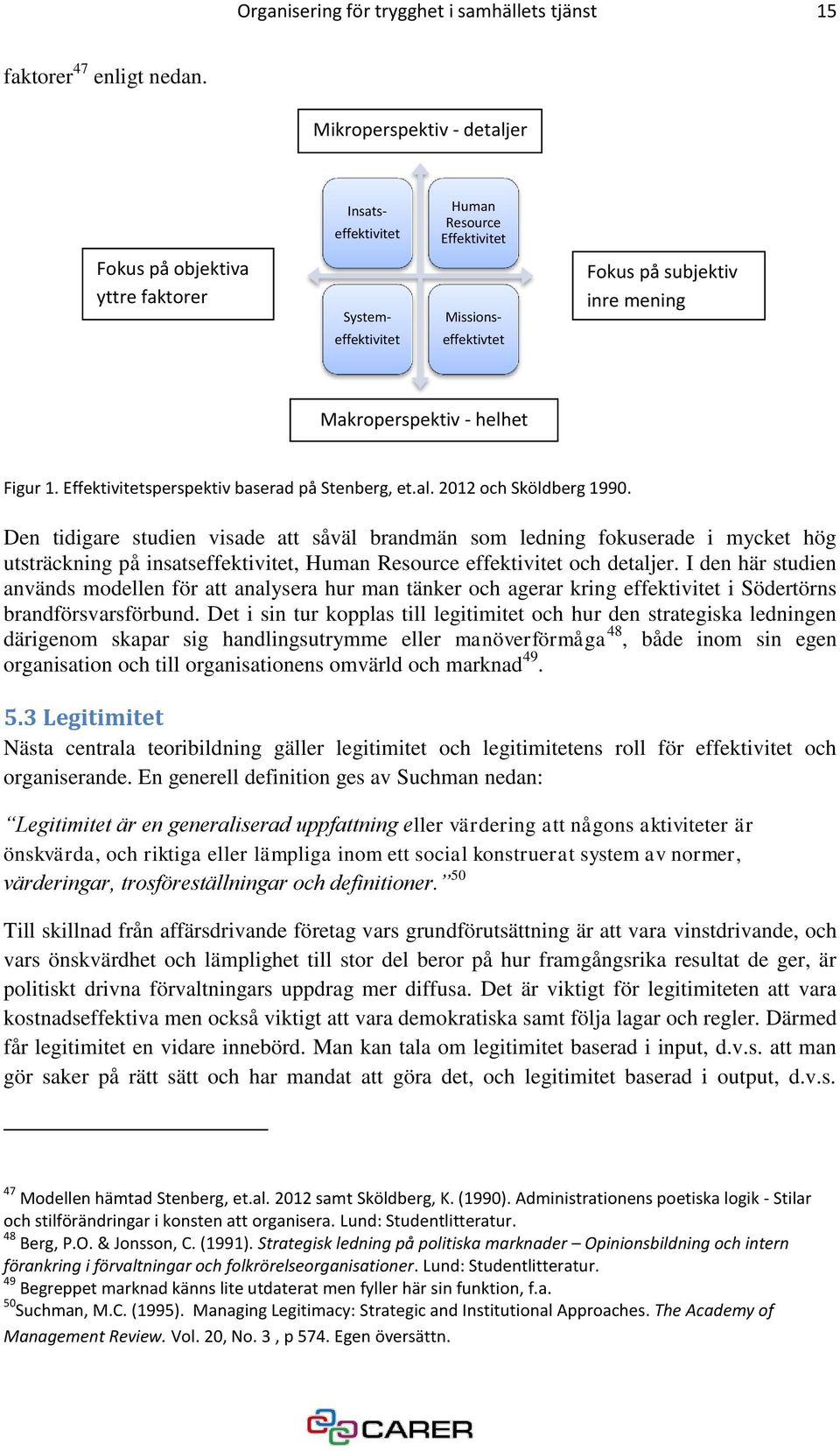 helhet Figur 1. Effektivitetsperspektiv baserad på Stenberg, et.al. 2012 och Sköldberg 1990.