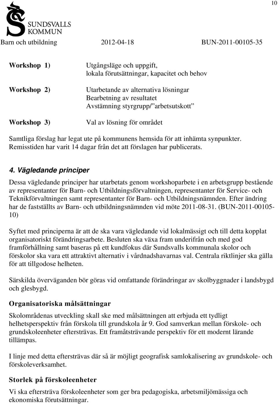 Vägledande principer Dessa vägledande principer har utarbetats genom workshoparbete i en arbetsgrupp bestående av representanter för Barn- och Utbildningsförvaltningen, representanter för Service-