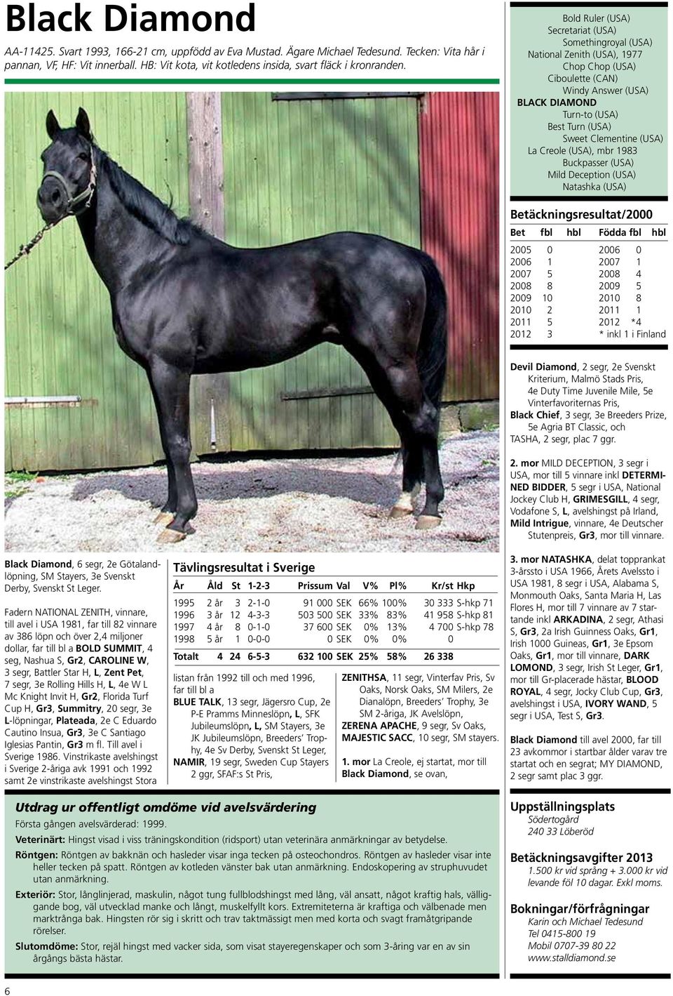 Bold Ruler (USA) Secretariat (USA) Somethingroyal (USA) National Zenith (USA), 1977 Chop Chop (USA) Ciboulette (CAN) Windy Answer (USA) BLACK DIAMOND Turn-to (USA) Best Turn (USA) Sweet Clementine