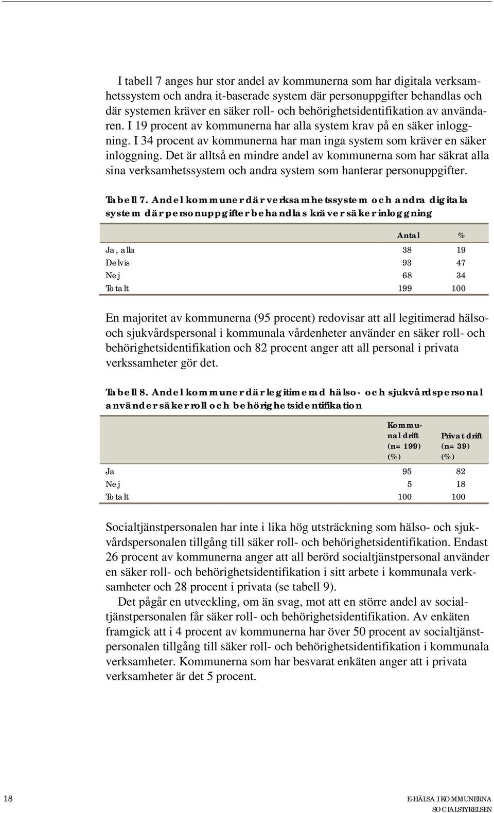 Det är alltså en mindre andel av kommunerna som har säkrat alla sina verksamhetssystem och andra system som hanterar personuppgifter. Tabell 7.