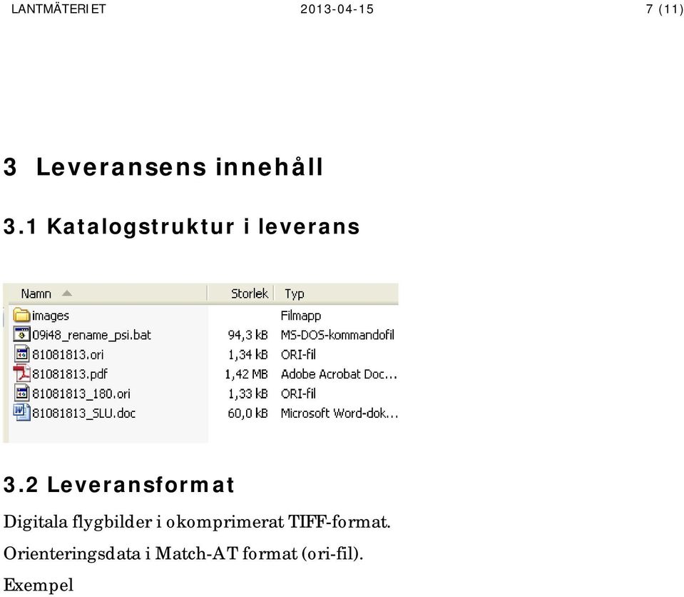 3 Metadata I filnamnet för respektive flygbild kan uppgifter om kamera, bildens upplösning, flygfototidpunkt, stråk- och bildnummer utläsas.