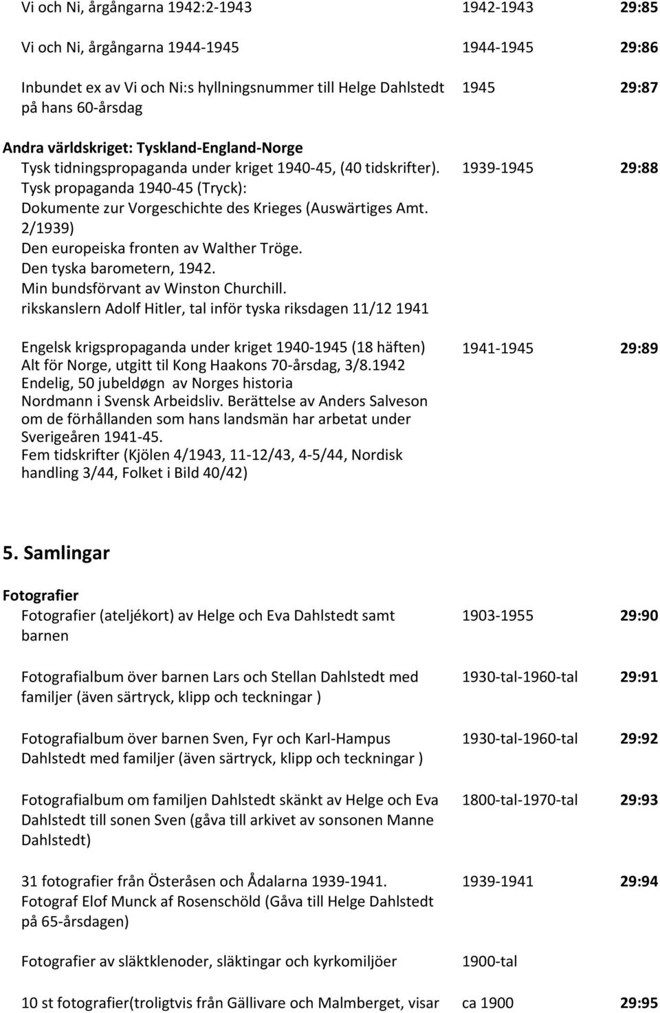 2/1939) Den europeiska fronten av Walther Tröge. Den tyska barometern, 1942. Min bundsförvant av Winston Churchill.