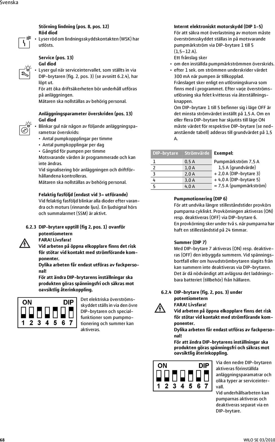 Mätaren ska nollställas av behörig personal. Anläggningsparameter överskriden (pos.