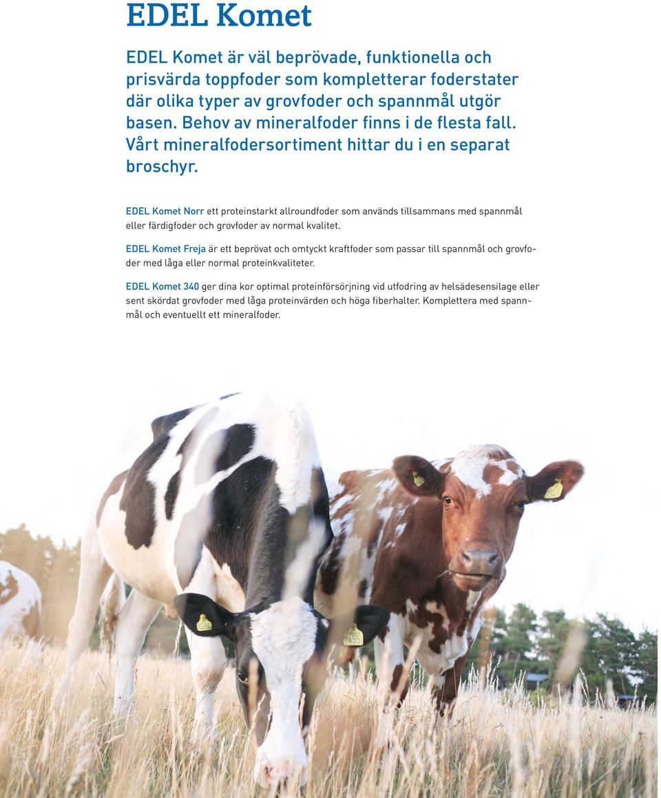 EDEL Komet Norr ett proteinstarkt allroundfoder som används tillsammans med spannmål eller färdigfoder och grovfoder av normal kvalitet.
