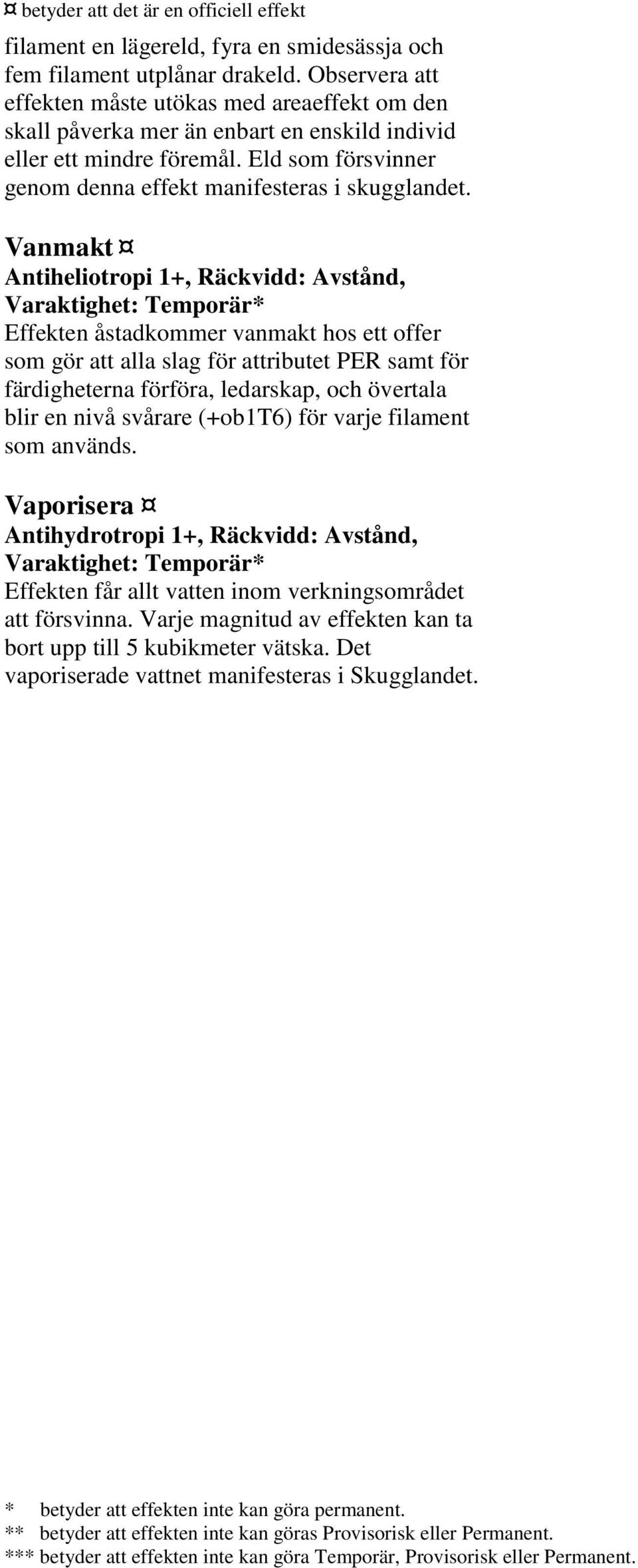 Eld som försvinner genom denna effekt manifesteras i skugglandet.