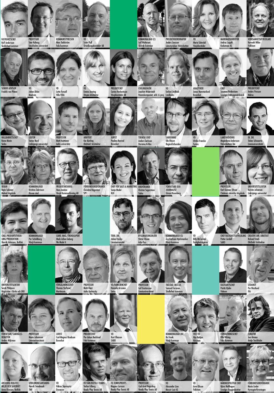 Lindbäcks Hållbarhetschef Roine Morin Södra Lektor Tomas Nord Linköpings universitet professor Matti Kuittinen Aalto universitet Arkitekt Kia Björling OkiDoki!