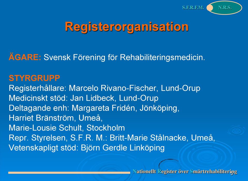Deltagande enh: Margareta Fridén, Jönköping, Harriet Bränström, Umeå, Marie-Lousie Schult, Stockholm