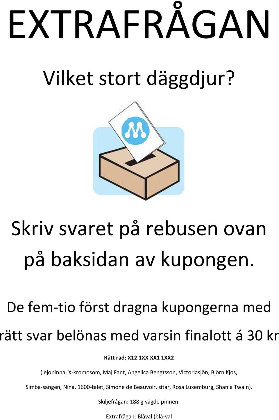 (lejoninna, -kromosom, Maj Fant, Angelica Bengtsson, Victoriasjön, Björn Kjos, Simba-sängen, Nina,
