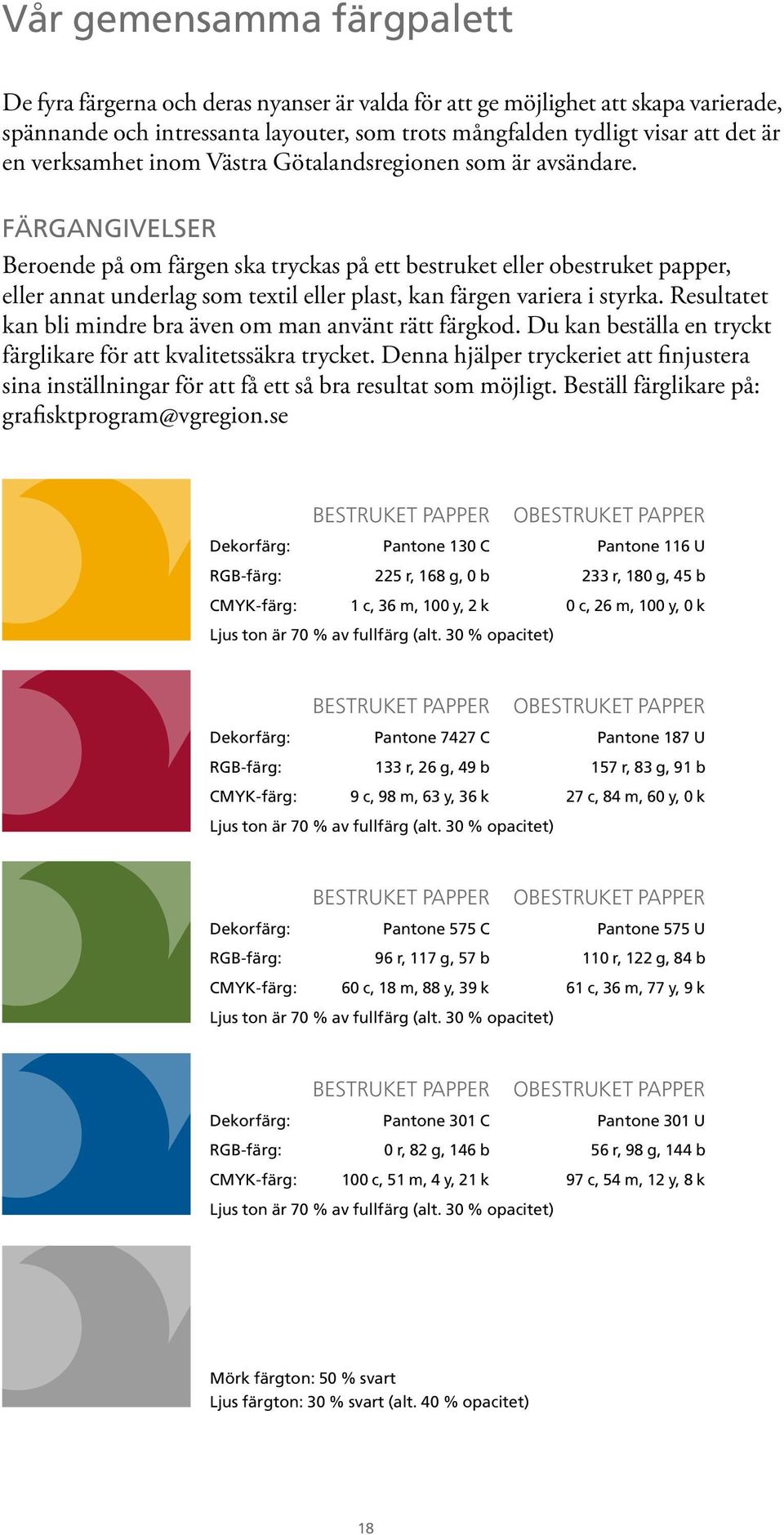 Färgangivelser Beroende på om färgen ska tryckas på ett bestruket eller obestruket papper, eller annat underlag som textil eller plast, kan färgen variera i styrka.