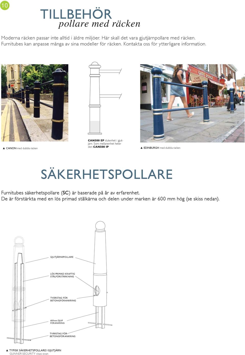 Som mellanenhet heter den CAN500 IP EDINBURGH med dubbla räcken SÄKERHETSPOLLARE Furnitubes säkerhetspollare (SC)) är baserade på år av erfarenhet.