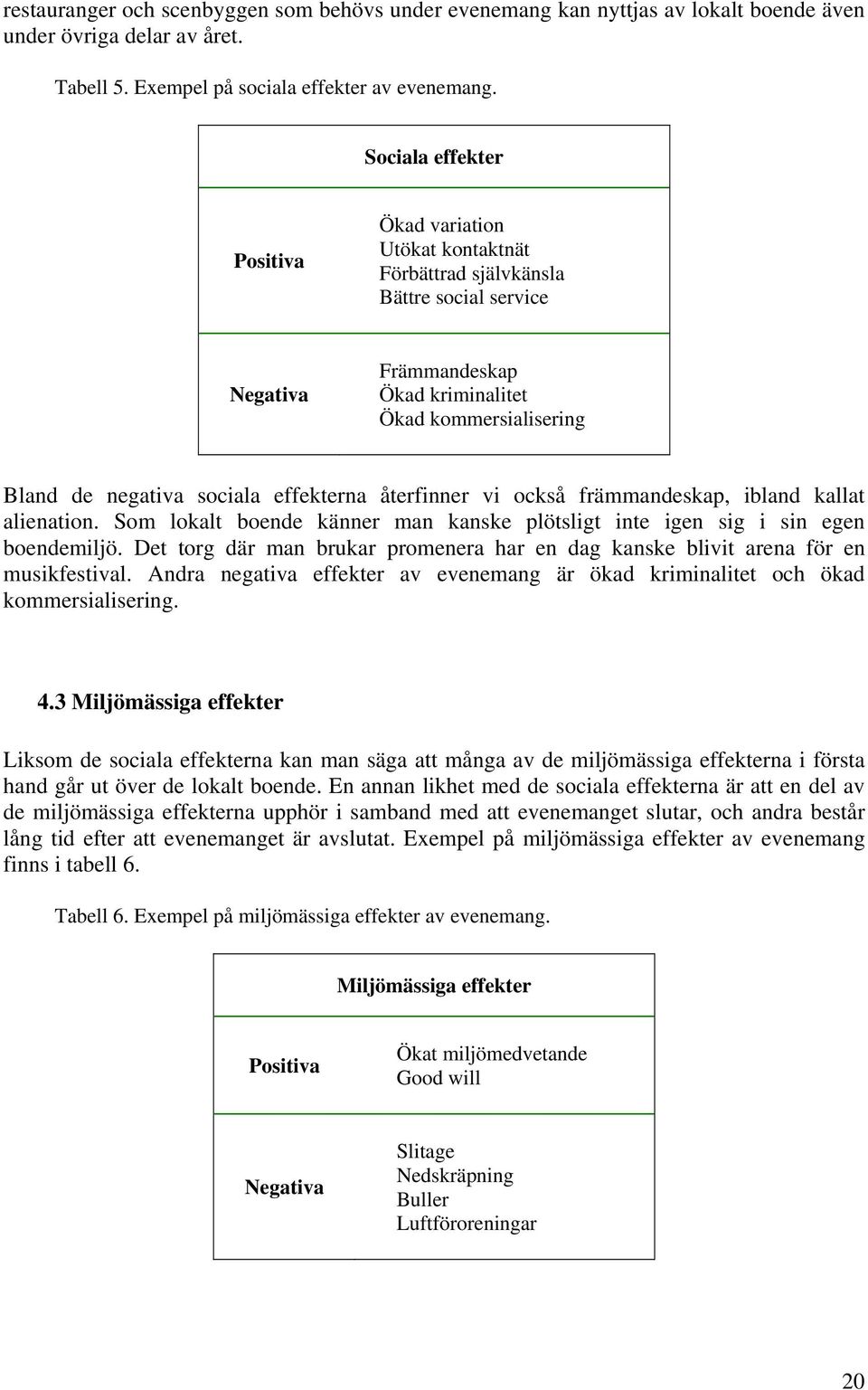 effekterna återfinner vi också främmandeskap, ibland kallat alienation. Som lokalt boende känner man kanske plötsligt inte igen sig i sin egen boendemiljö.