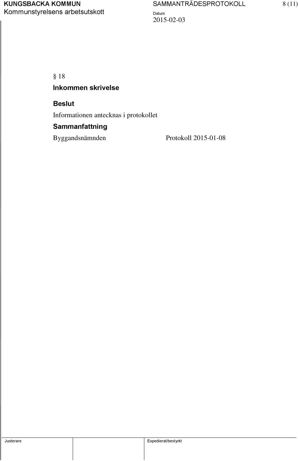 Inkommen skrivelse Beslut