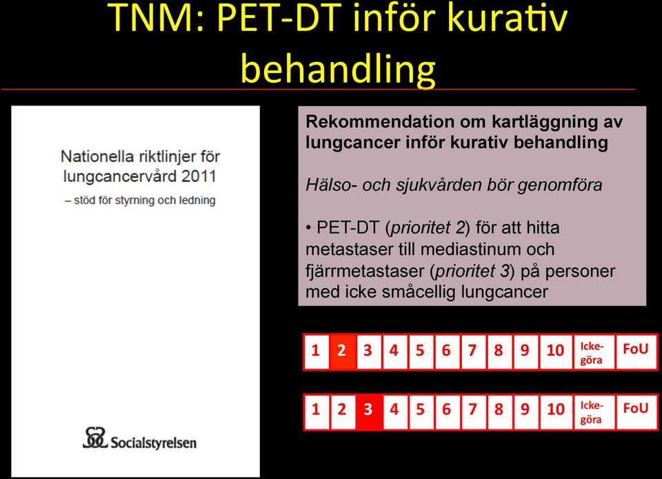 (prioritet 2) för att hitta metastaser till mediastinum och fjärrmetastaser