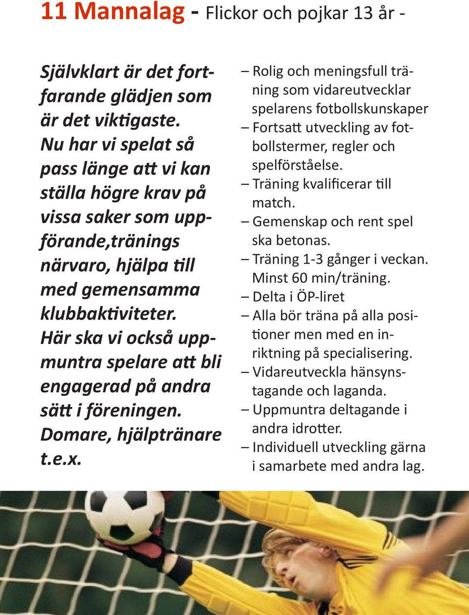 Här ska vi också uppmuntra spelare att bli engagerad på andra sätt i föreningen. Domare, hjälptränare t.e.x.