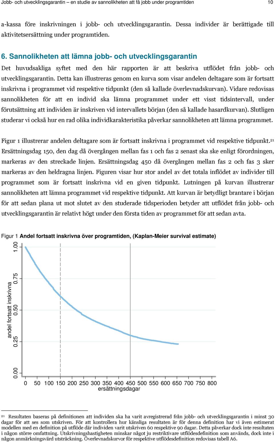 Sannolikheten att lämna jobb- och utvecklingsgarantin Det huvudsakliga syftet med den här rapporten är att beskriva utflödet från jobb- och utvecklingsgarantin.