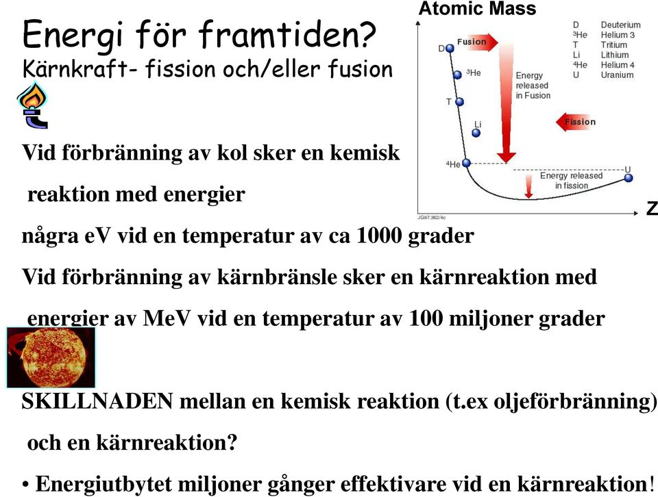 några ev vid en temperatur av ca 1000 grader Vid förbränning av kärnbränsle sker en kärnreaktion med