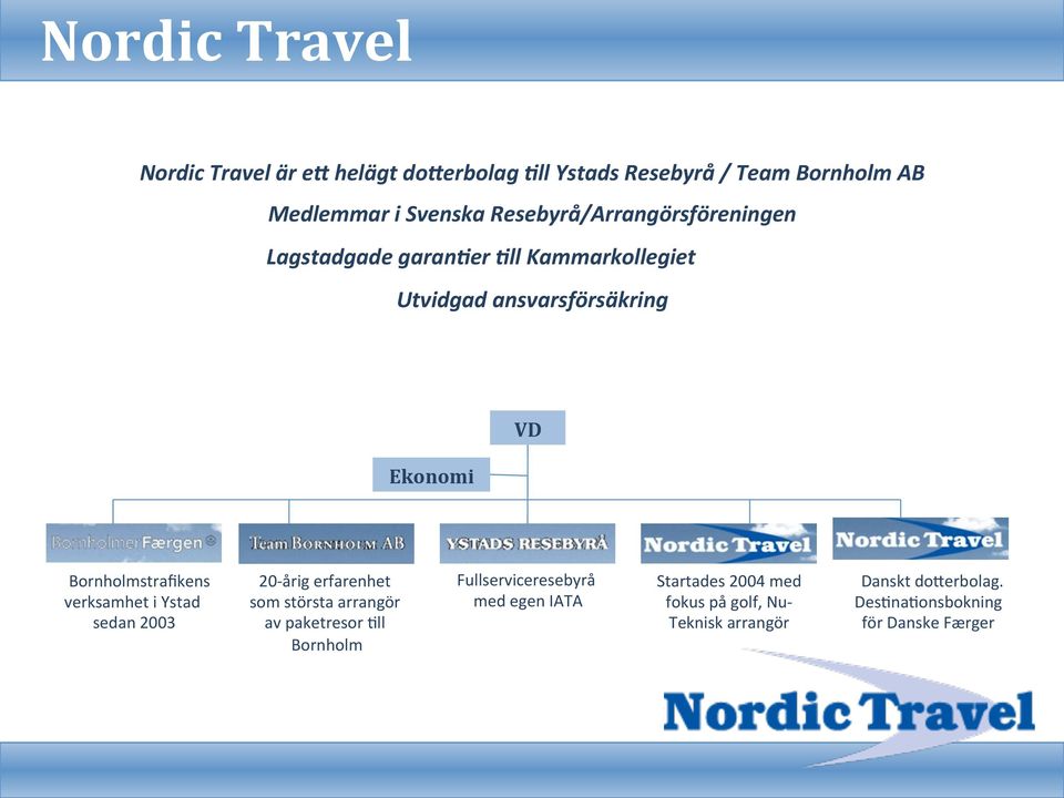 Bornholmstrafikens verksamhet i Ystad sedan 2003 20- årig erfarenhet som största arrangör av paketresor Fll Bornholm