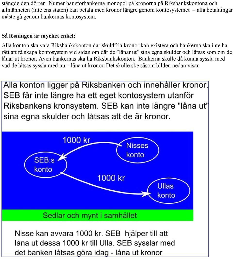 betalningar måste gå genom bankernas kontosystem.