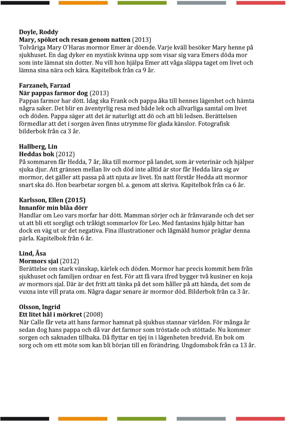 Kapitelbok från ca 9 år. Farzaneh, Farzad När pappas farmor dog (2013) Pappas farmor har dött. Idag ska Frank och pappa åka till hennes lägenhet och hämta några saker.