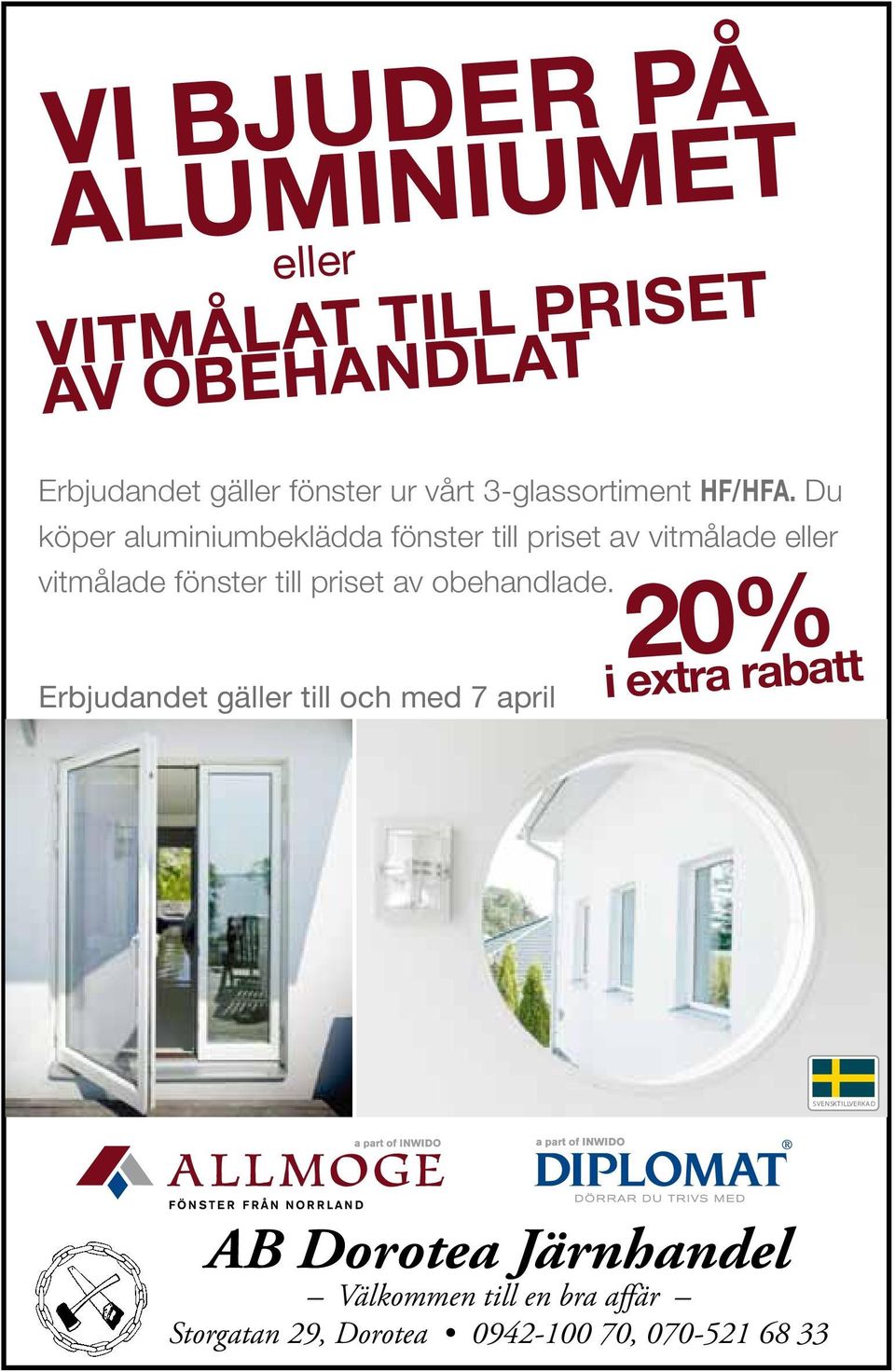 Du köper aluminiumbeklädda fönster till priset av vitmålade eller vitmålade fönster till priset av
