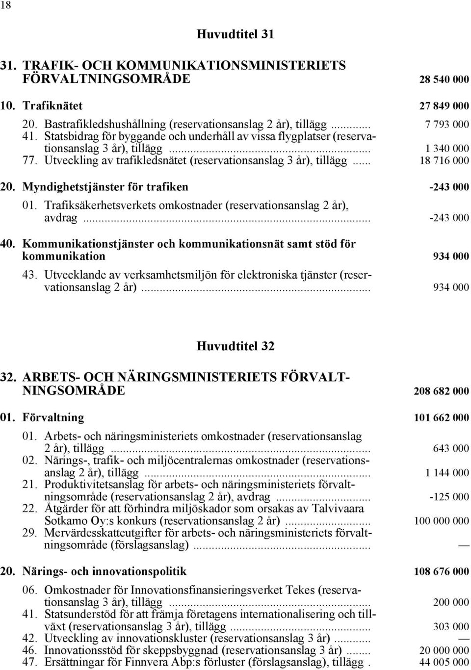 Myndighetstjänster för trafiken -243 000 01. Trafiksäkerhetsverkets omkostnader (reservationsanslag 2 år), avdrag... -243 000 40.