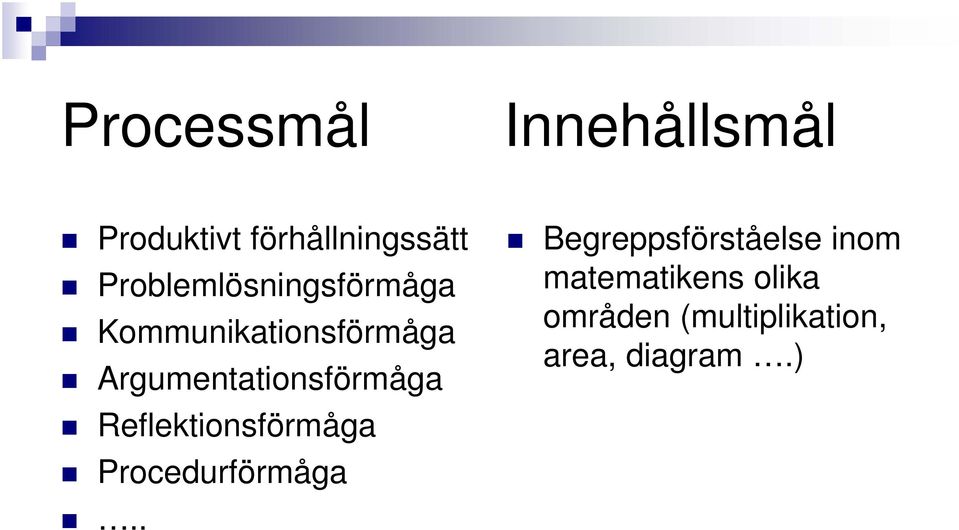 Argumentationsförmåga Reflektionsförmåga fö Procedurförmåga.