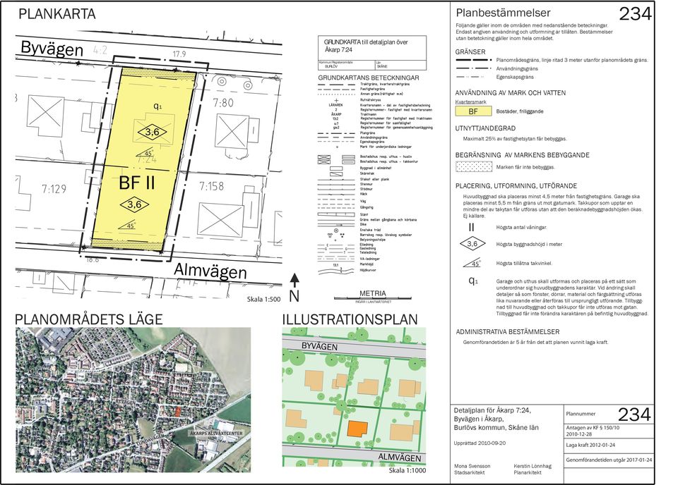 GRÄNSER 234 Planområdesgräns, linje ritad 3 meter utanför planområdets gräns.