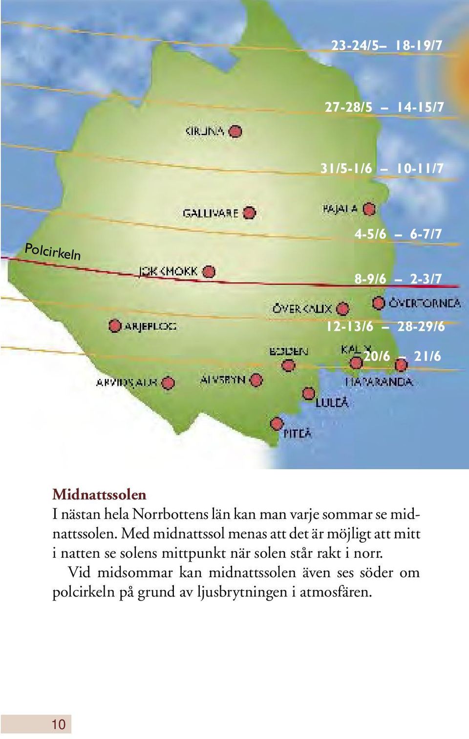 Med midnattssol menas att det är möjligt att mitt i natten se solens mittpunkt när solen står rakt i